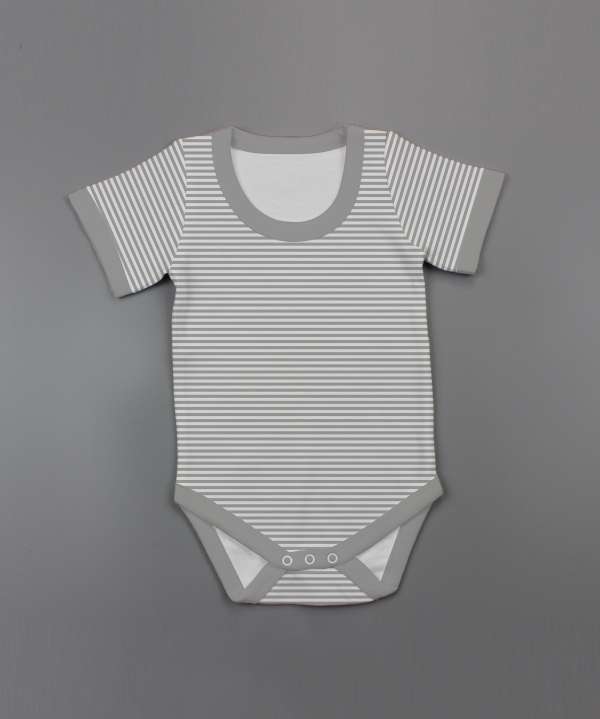 Grey Stripes Half Sleeve Bodysuit-imababywear