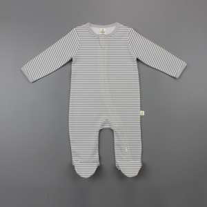 Grey Stripes Long Sleeve Zipsuit with Feet-imababywear