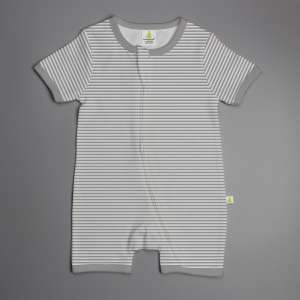 Grey Stripes Shortsleeve Zipsuit-imababywear