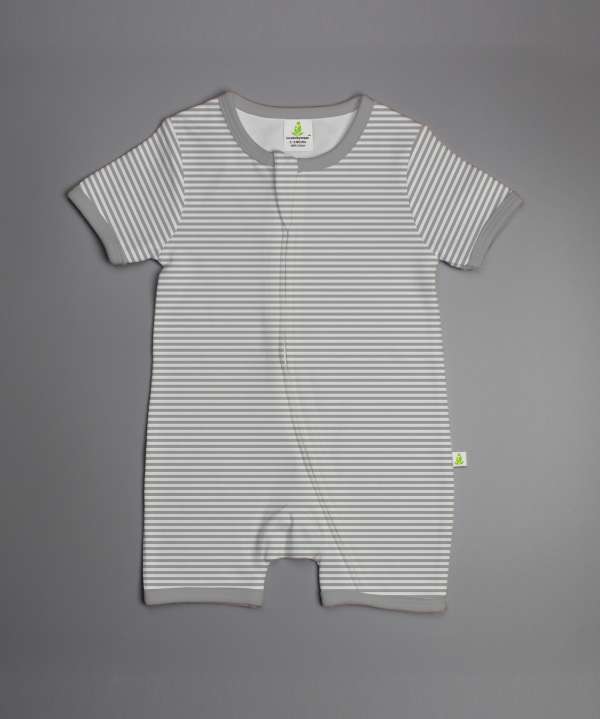 Grey Stripes Shortsleeve Zipsuit-imababywear