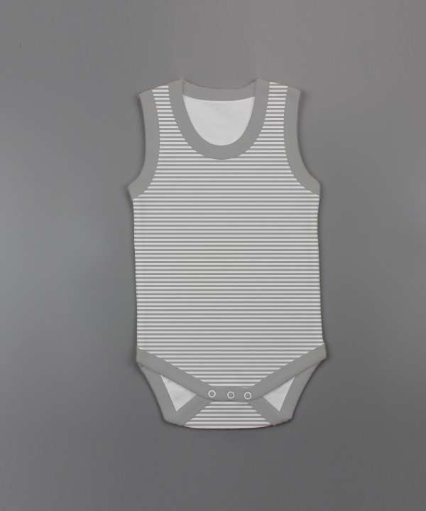 Grey Stripes Sleeveless Bodysuit-imababywear