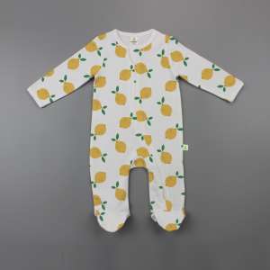 Little Lemons Long Sleeve Zipsuit with Feet-imababywear