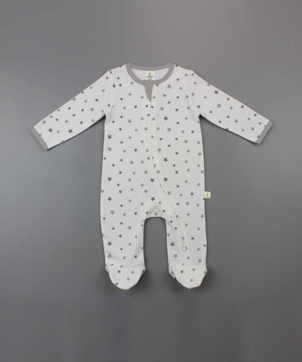 Little Stars Long Sleeve Zipsuit with Feet-imababywear