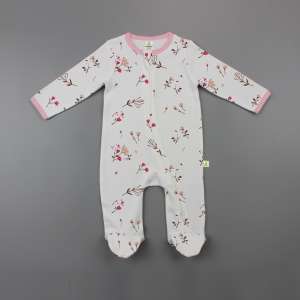 Red Bloom Long Sleeve Zipsuit with Feet-imababywear