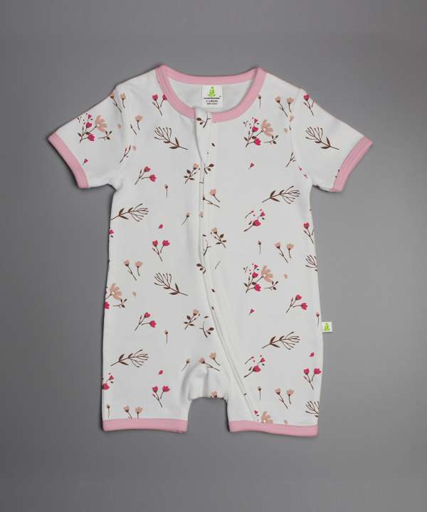 Red Bloom Shortsleeve Zipsuit-imababywear