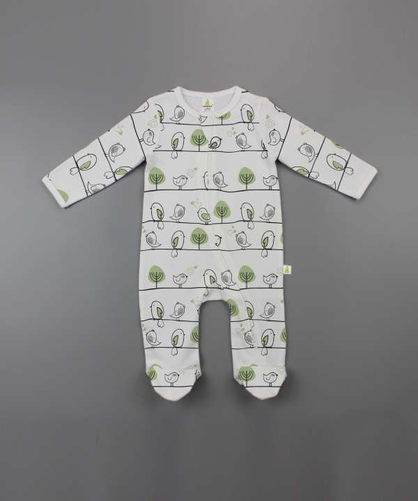 Tiny Tweets Long Sleeve Zipsuit with Feet-imababywear