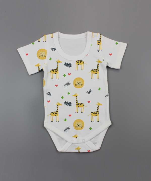 Yellow Forest Half Sleeve Bodysuit -imababywear