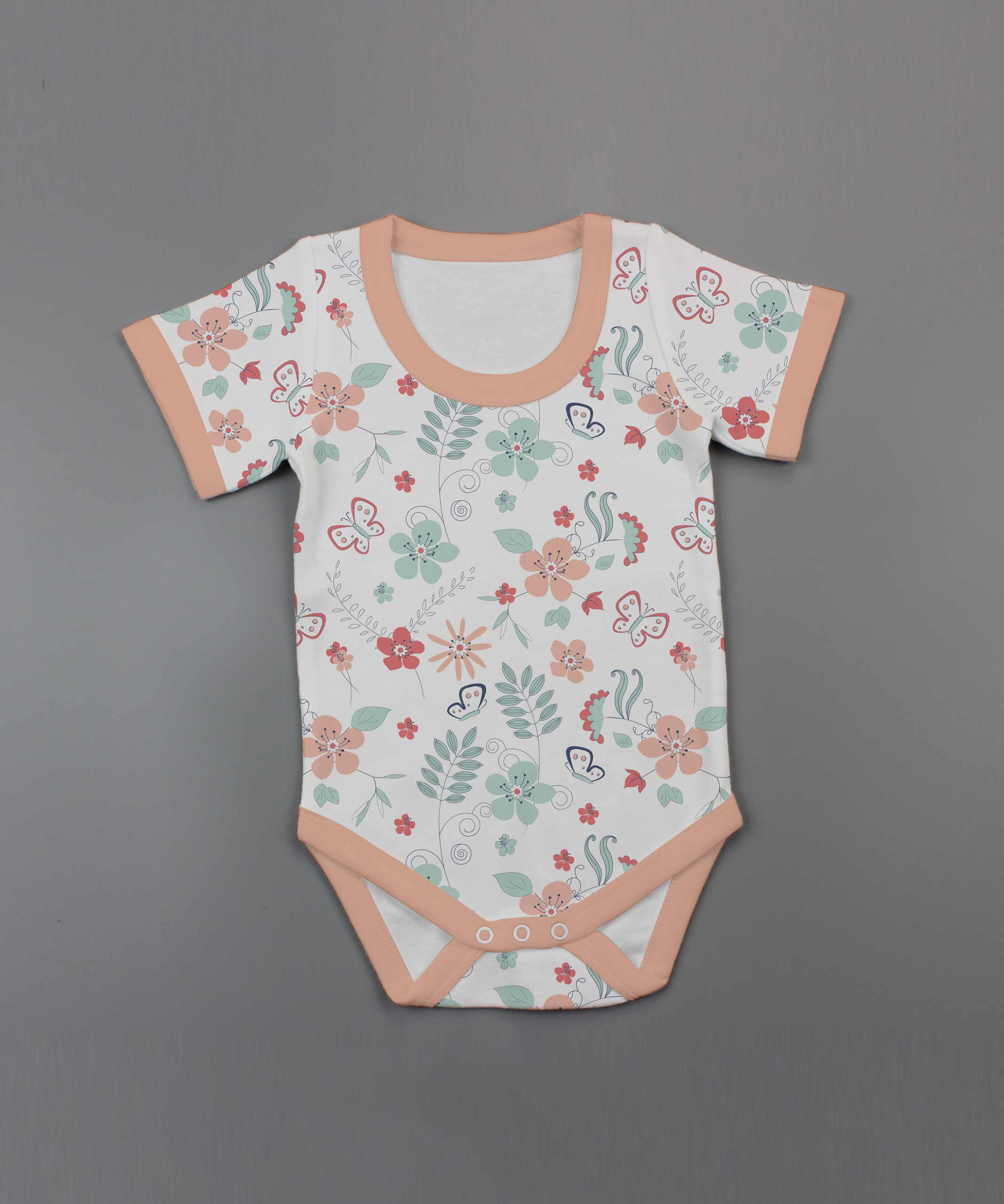 Bloomy Bliss Half Sleeve Bodysuit-100% Cotton-imababywear