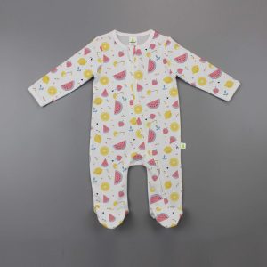 Citrus Melon Long Sleeve Zipsuit With Feet - imababywear