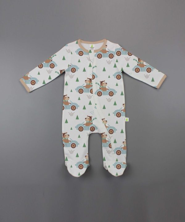 Forest Drive Long Sleeve Zipsuit With Feet - imababywear