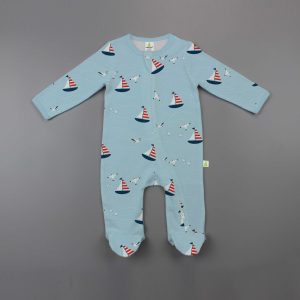 Nautical Long Sleeve Zipsuit With Feet - imababywear