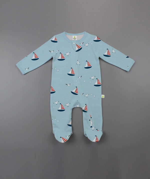 Nautical Long Sleeve Zipsuit With Feet - imababywear