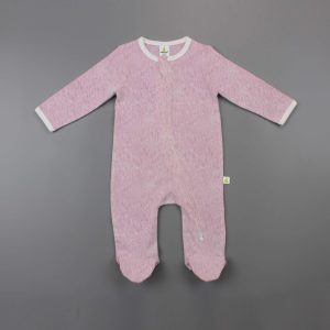 Pink Marl Long Sleeve Zipsuit With Feet - imababywear
