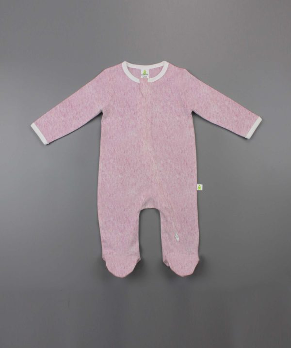 Pink Marl Long Sleeve Zipsuit With Feet - imababywear