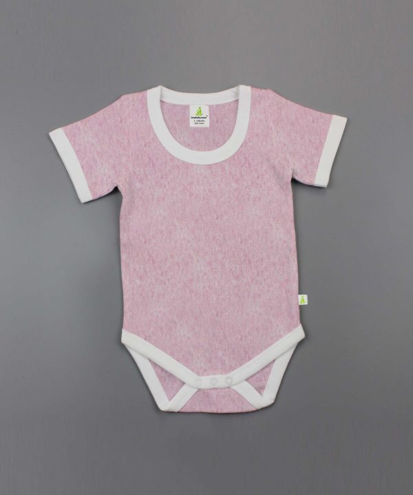 Pink Marl Half Sleeve Bodysuit - imababywear