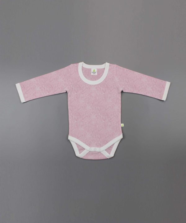 Pink Marl Full Sleeve Bodysuit - imababywear