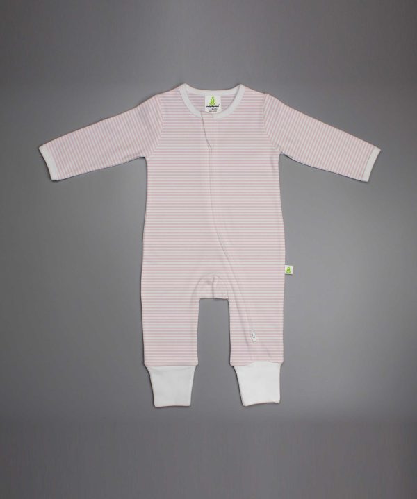 Pink Stripes Long Sleeve Zipsuit - imababywear