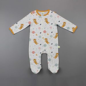 Tiger Space Long Sleeve Zipsuit With Feet - imababywear