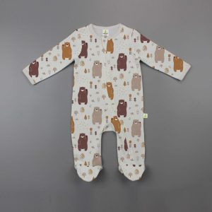 Woodland Bear Long Sleeve Zipsuit With Feet - imababywear