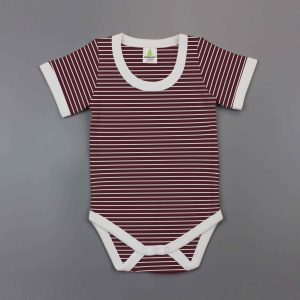 Maroon Stripes Half Sleeve Bodysuit-imababywear