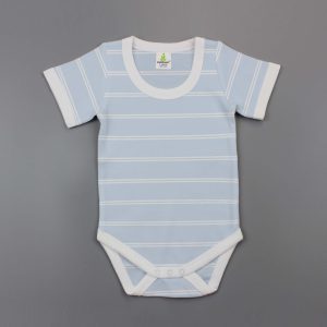 Cool Blue Stripes Half Sleeve Bodysuit-imababywear