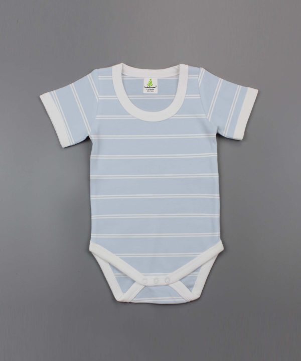 Cool Blue Stripes Half Sleeve Bodysuit-imababywear