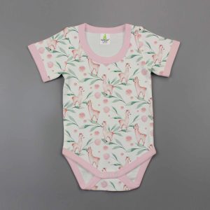 Pink Alpaca Half sleeve Bodysuit-imababywear