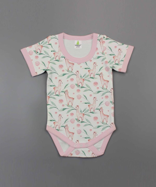 Pink Alpaca Half sleeve Bodysuit-imababywear