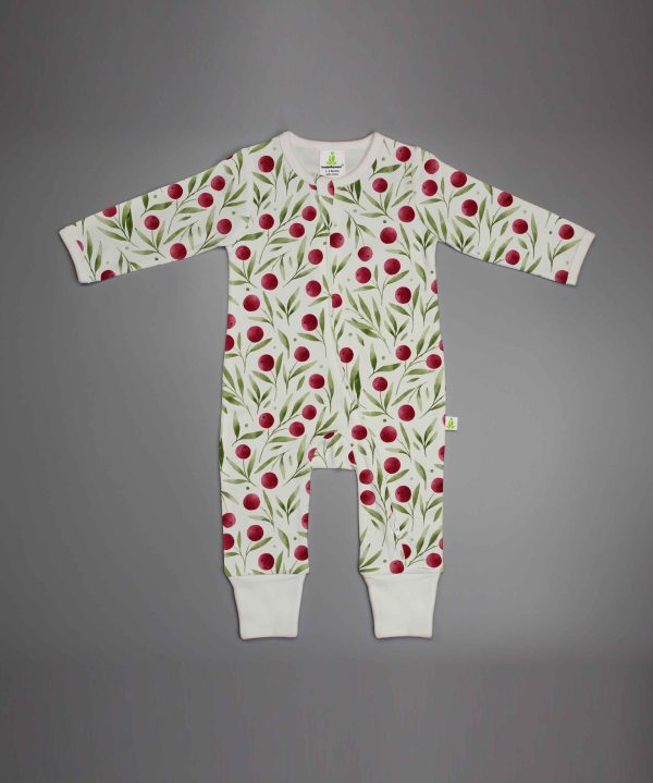 Red Cherry Long Sleeve Zipsuit-imababywear