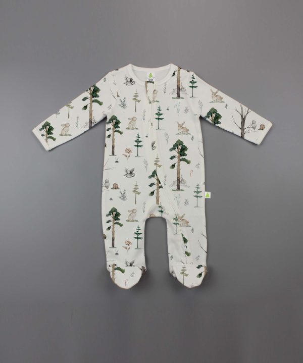 Tropical Woods Long Sleeve Zipsuit With Feet-imababywear