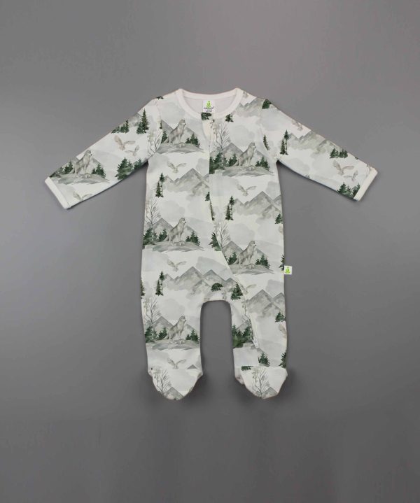 Rainforest Long Sleeve Zipsuit With Feet-imababywear