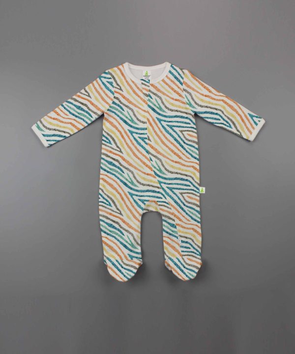 Motley Stripes Long Sleeve Zipsuit With Feet-imababywear