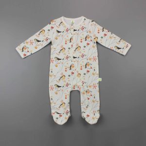 Little Finch Long Sleeve Zipsuit with Feet-imababywear