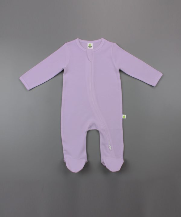 Lilac Long Sleeve Zipsuit With Feet-imababywear