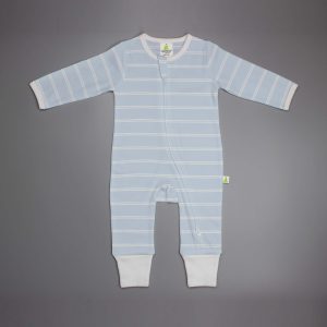 Cool Blue Stripes Long Sleeve Zipsuit-imababywear