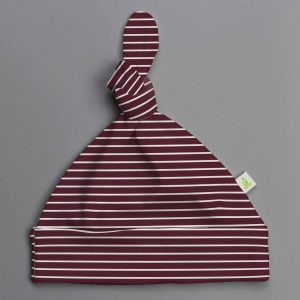 Maroon Stripes Knotted Beanie-imababywear